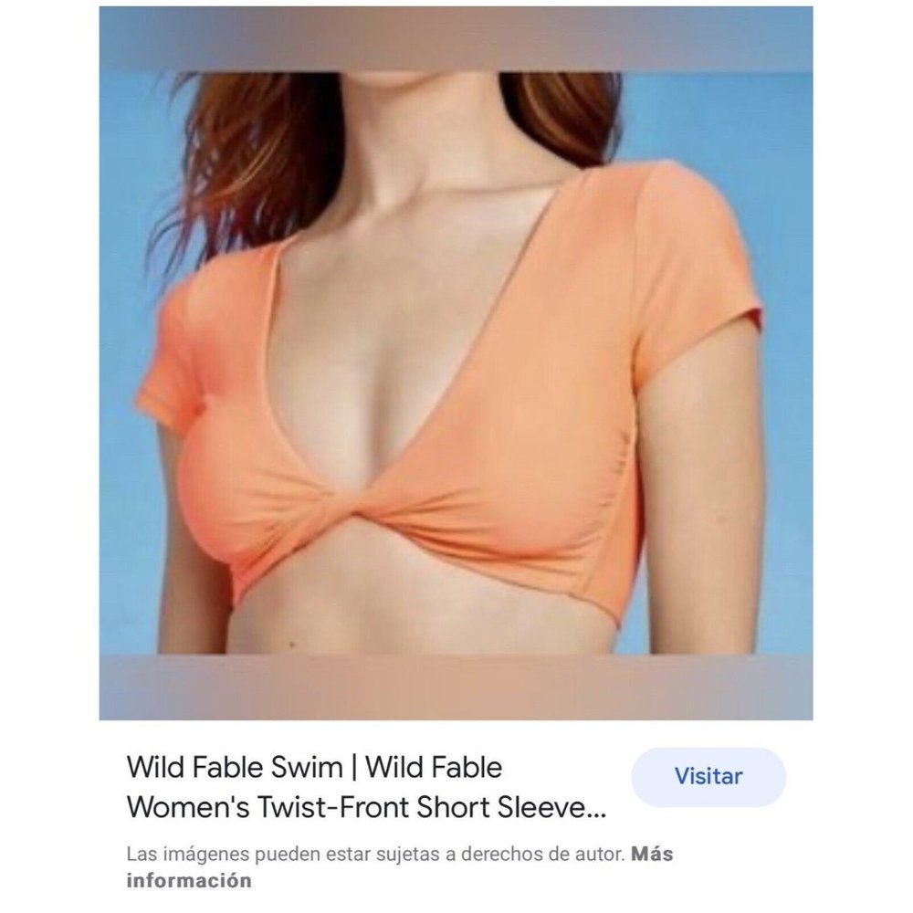 NWOT..Women actiwear Bikini Top sleeves orange color size M
